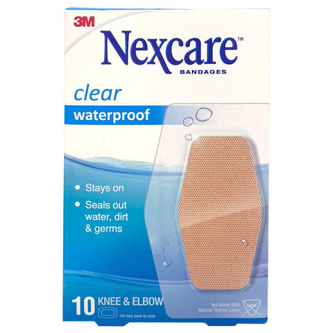 3M Nexcare Clear Waterproof Bandages Knee and Elbow 10 pieces