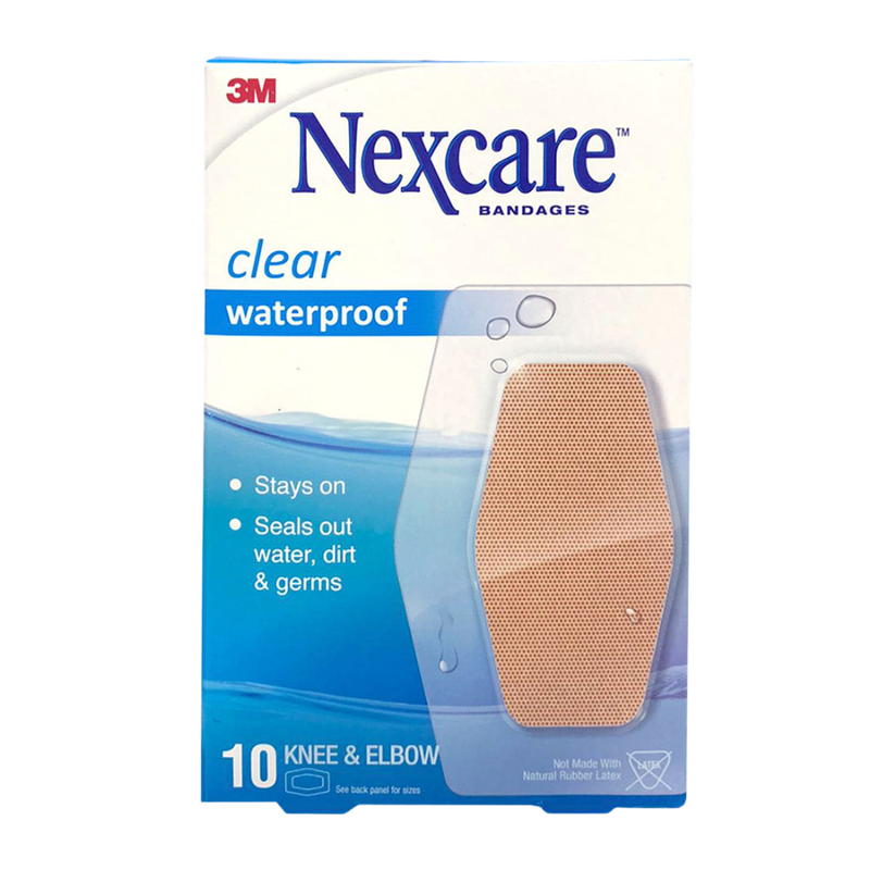 3M Nexcare Clear Waterproof Bandages Knee & Elbow 10s