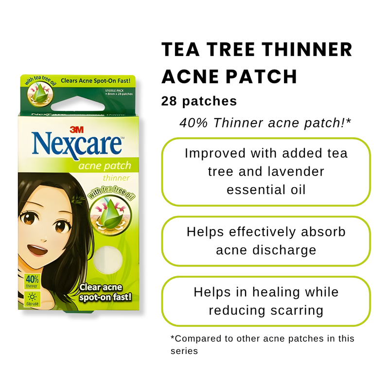 3M Nexcare Acne Patch Tea Tree Oil Thinner 28 Patches