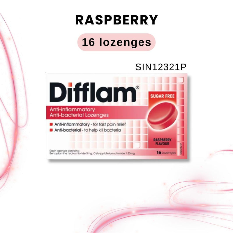 Difflam Lozenges Raspberry 16s