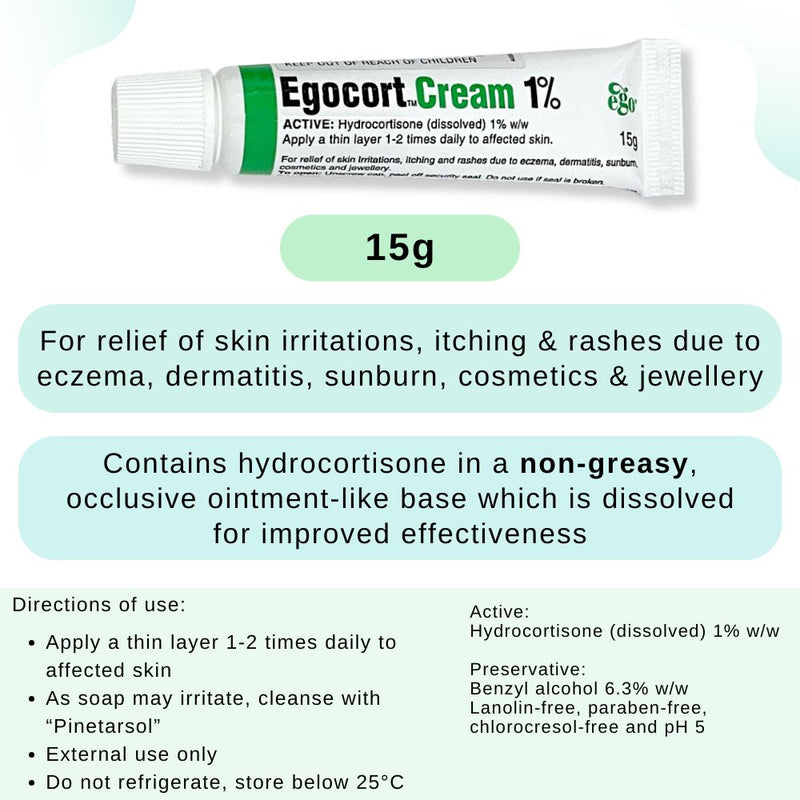 Egocort Cream 1% 15g - Hydrocortisone