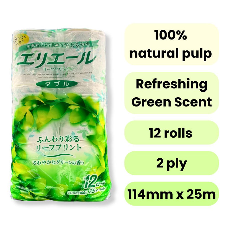 Elleair Toilet Paper Refreshing Green 12 Rolls