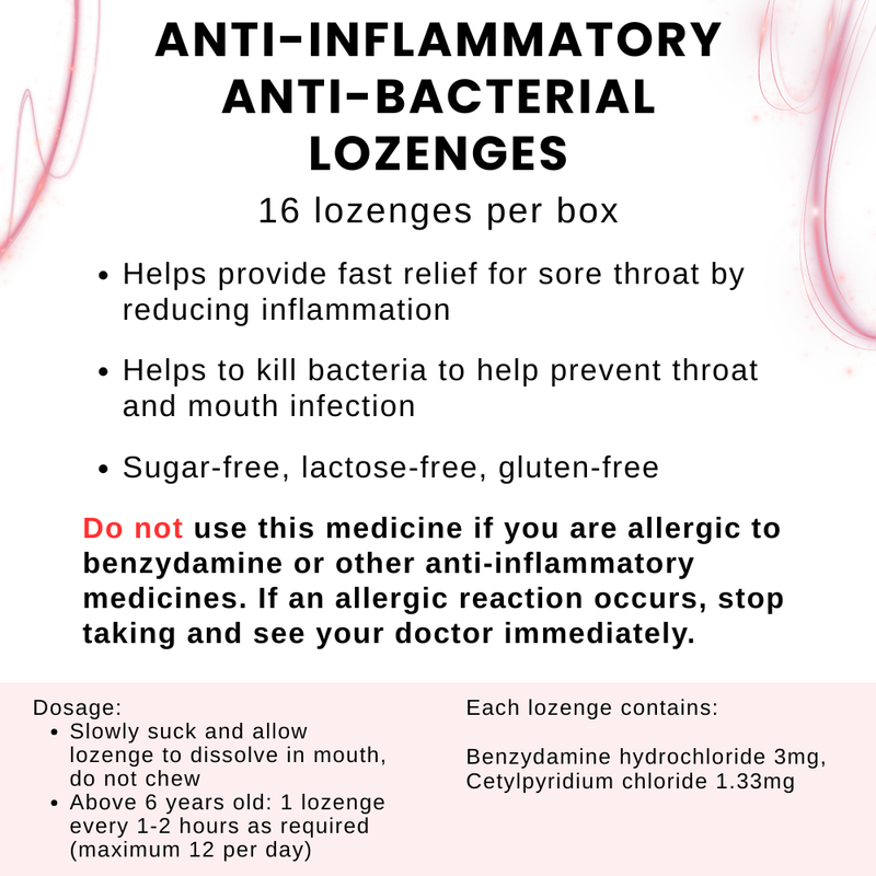 Difflam Lozenges Raspberry 16s