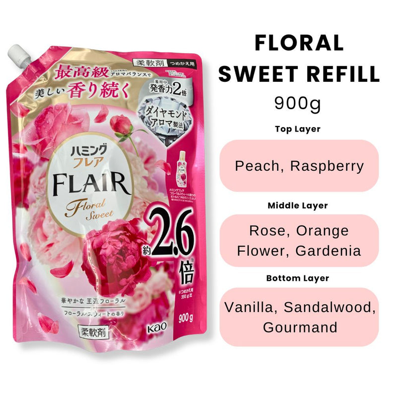 Kao Humming Flair Fabric Softener Floral Sweet Refill 900g/1400g