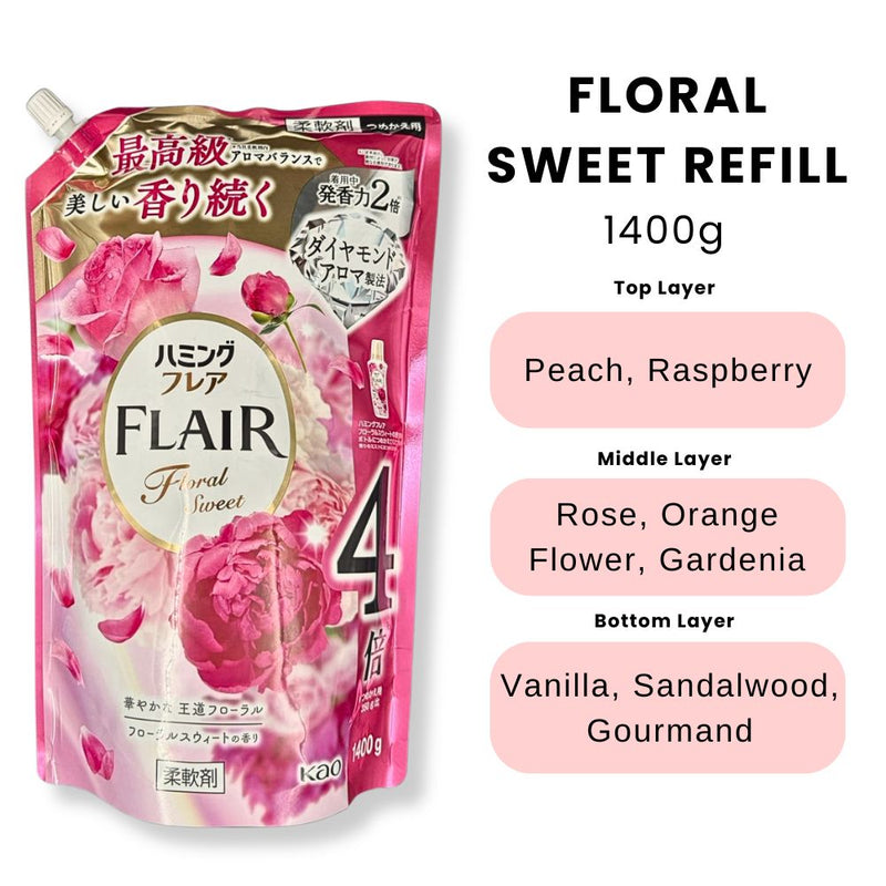 Kao Humming Flair Fabric Softener Floral Sweet Refill 900g/1400g