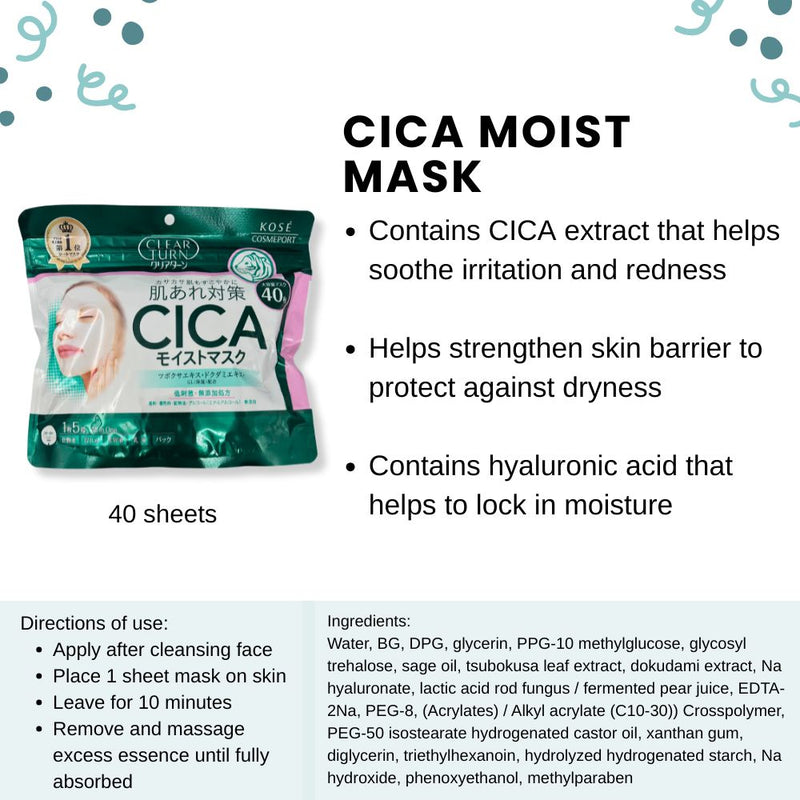 Kose Clear Turn CICA Moist Mask 40s