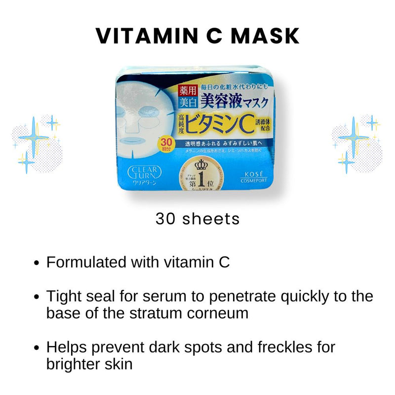 Kose Clear Turn Essence Mask (Vitamin C) 30s
