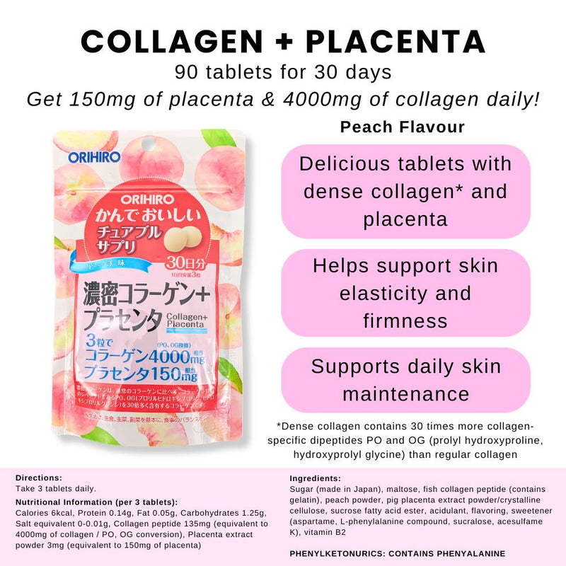 Orihiro Chewable Supplement Collagen + Placenta 30 Days