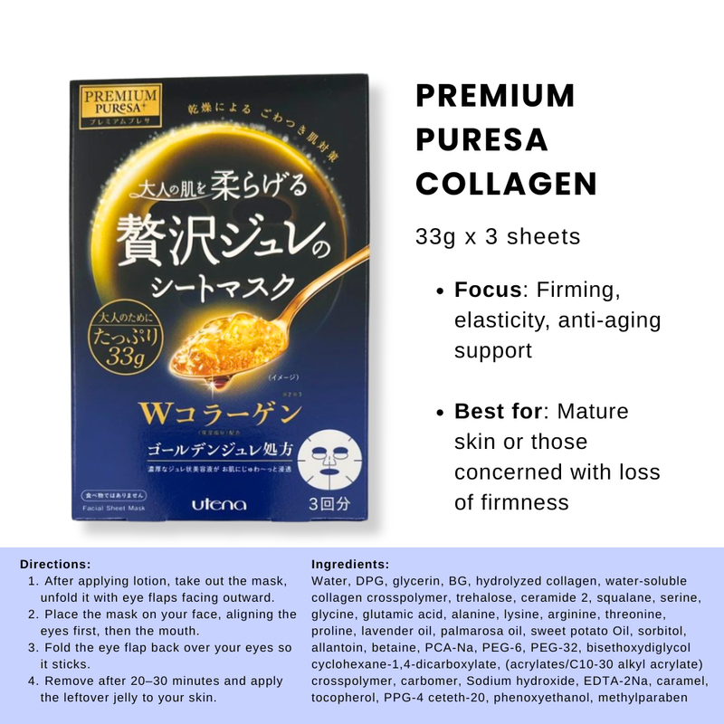 Utena Premium Puresa Collagen Face Mask 3s