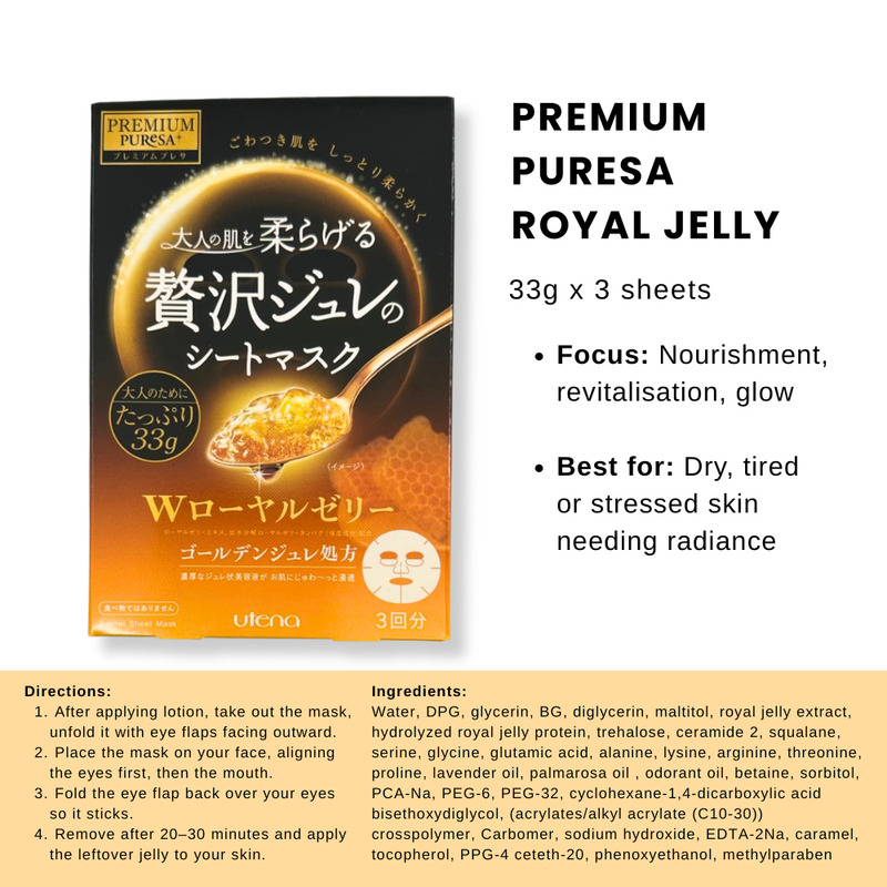 Utena Premium Puresa Royal Jelly Mask 3s