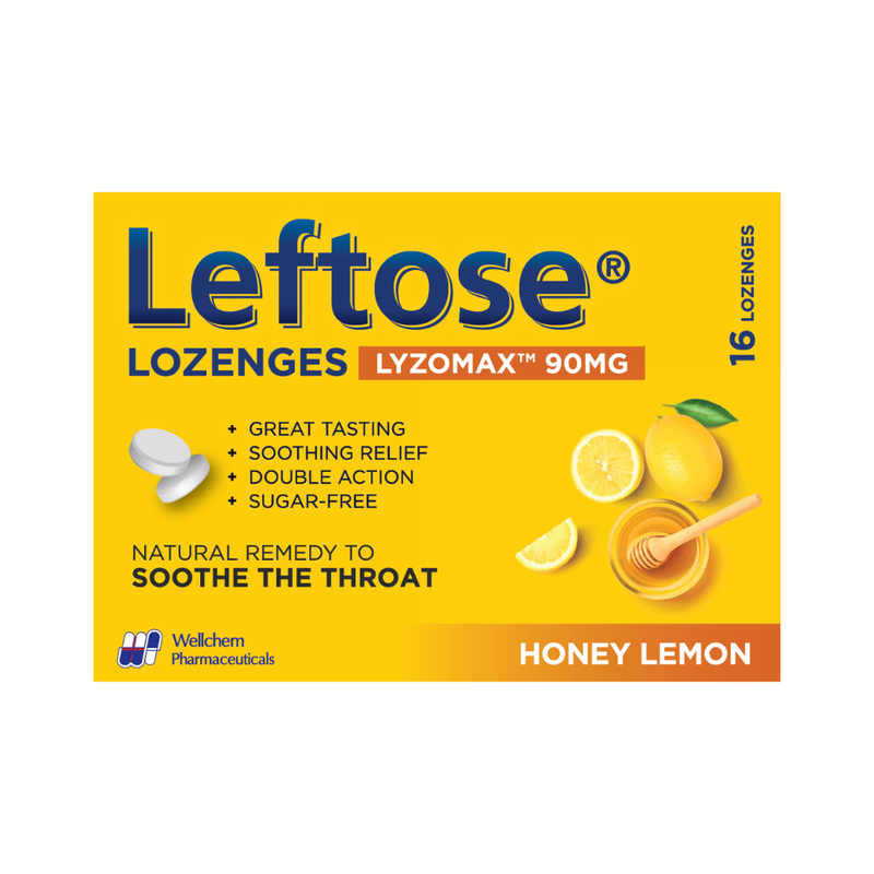 Leftose Lozenges Honey Lemon 90mg 16s