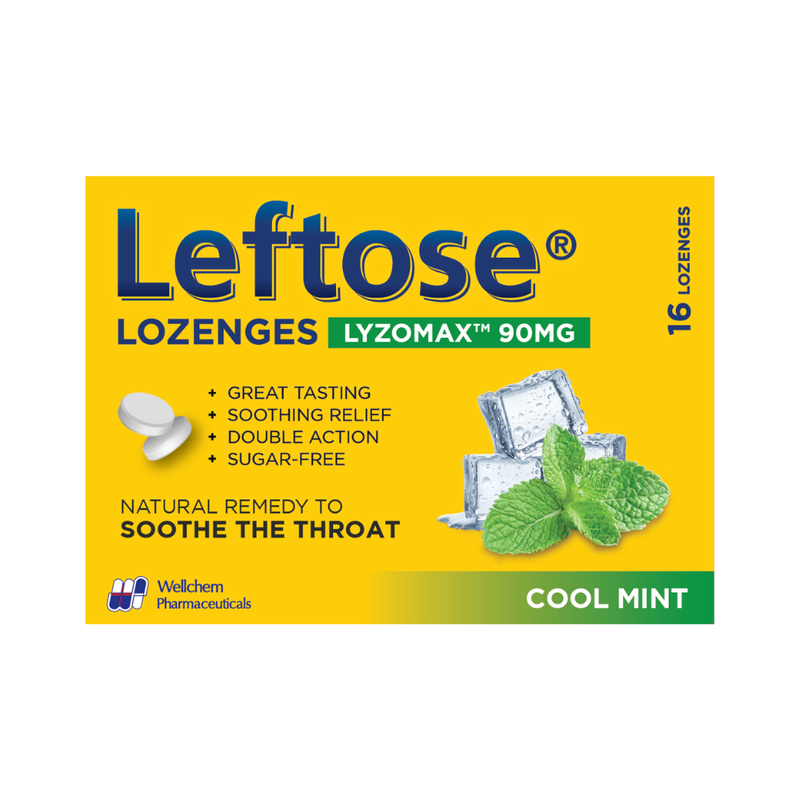 Leftose Lozenges Cool Mint 90mg 16s