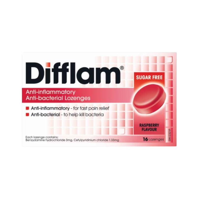 Difflam Lozenges Raspberry 16s